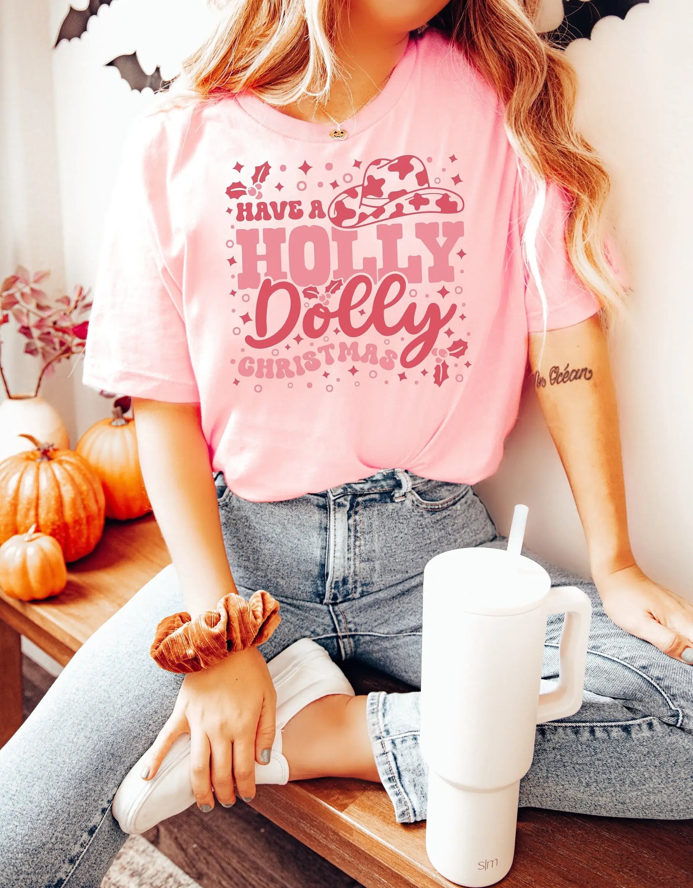 Have A Holly Dolly Christmas T Shirt Xmas Sweater Cowboy Women Western Sweat Howdy Country