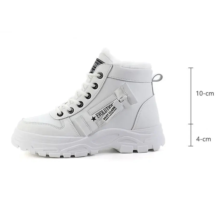 Women Sneakers winter shoes PU Leather trainers Woman Warm plush High Top sport shoes 2001