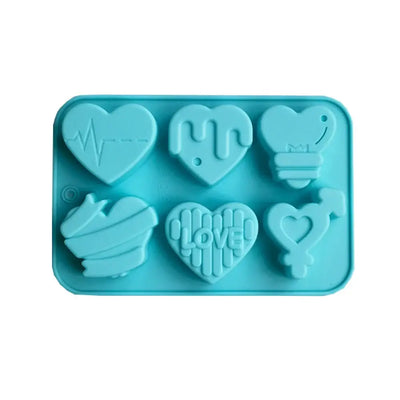 1/2pcs 6 Holes Love Silicone Candy Mold DIY Heart Shaped Candle Soap Mould Chocolate Pudding Jelly Cake Decoration Baking Tool