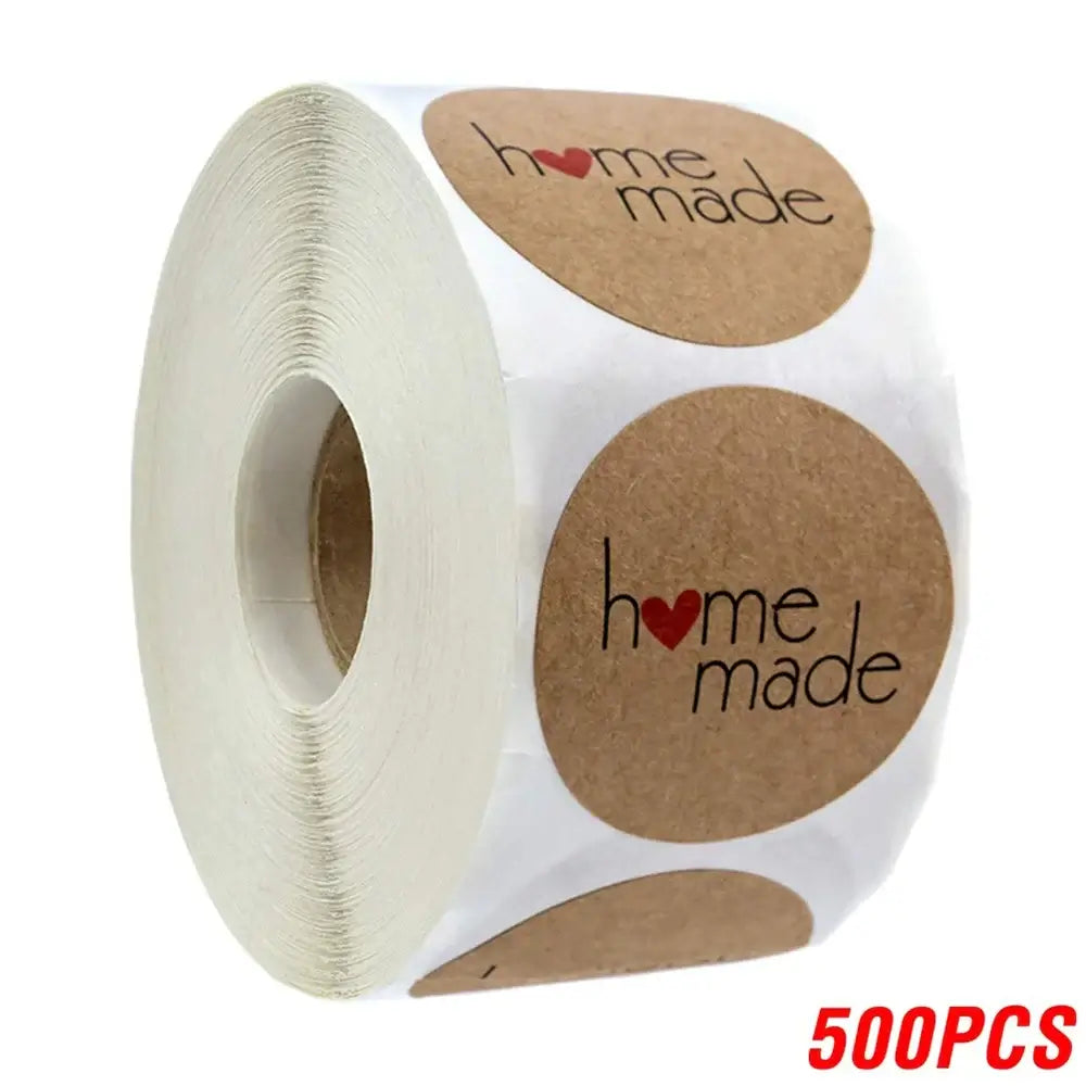 100-500pcs Kraft Paper Homemade With Love Stickers Scrapbooking For Envelope And Package Handmade Seal Labels Sticker Stationery