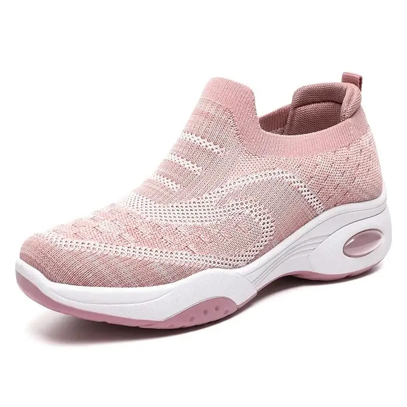 Women Platform Sneakers Fashion Thick Soles Heightened Casual Shoes Comfortable Cushions Loafers Knitted Fabric Walking Shoes