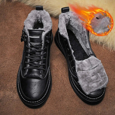 Snow Boots Men High Top Winter Plus Velvet Warm Thick Cotton shoes men Casual sneaker Leather Waterproof Non-slip tenis hombres