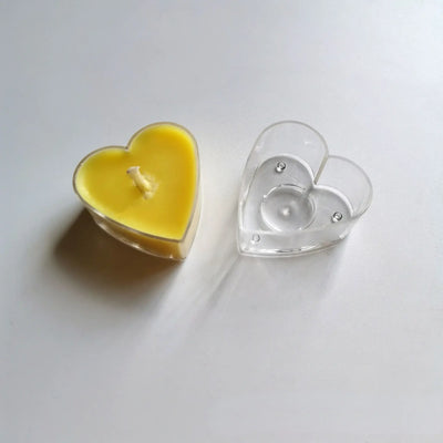 20pcs DIY Candle Molds Round Heart shaped Small Candle Love PC Box Plastic Flame Retardant Wax Box Acrylic Tea Wax Shell