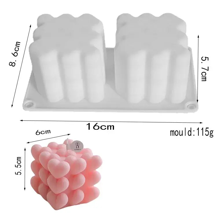 6-Cavity Large Bubble Silicone Candle Mold DIY Heart-Shaped Aromatherapy Soap Mold Mousse Cake Baking Tool Home Decoration Gift