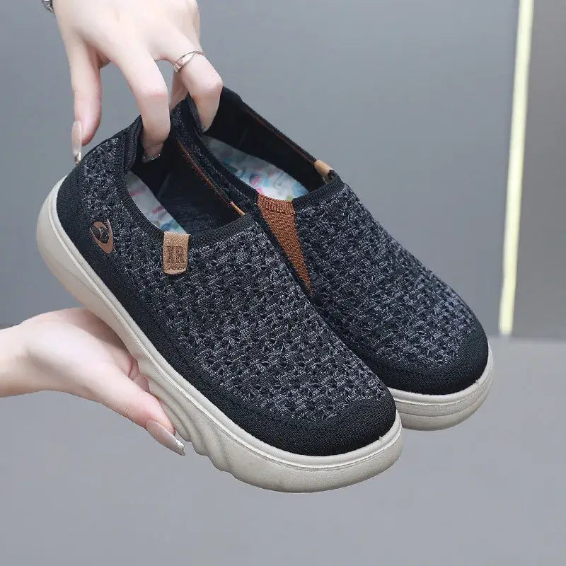 2025 New Shoes for Woman Vulcanize Shoes Autumn Round Toe Flats Mesh Breathable Ladies Fisherman Shoes Platform Casual Sneakers