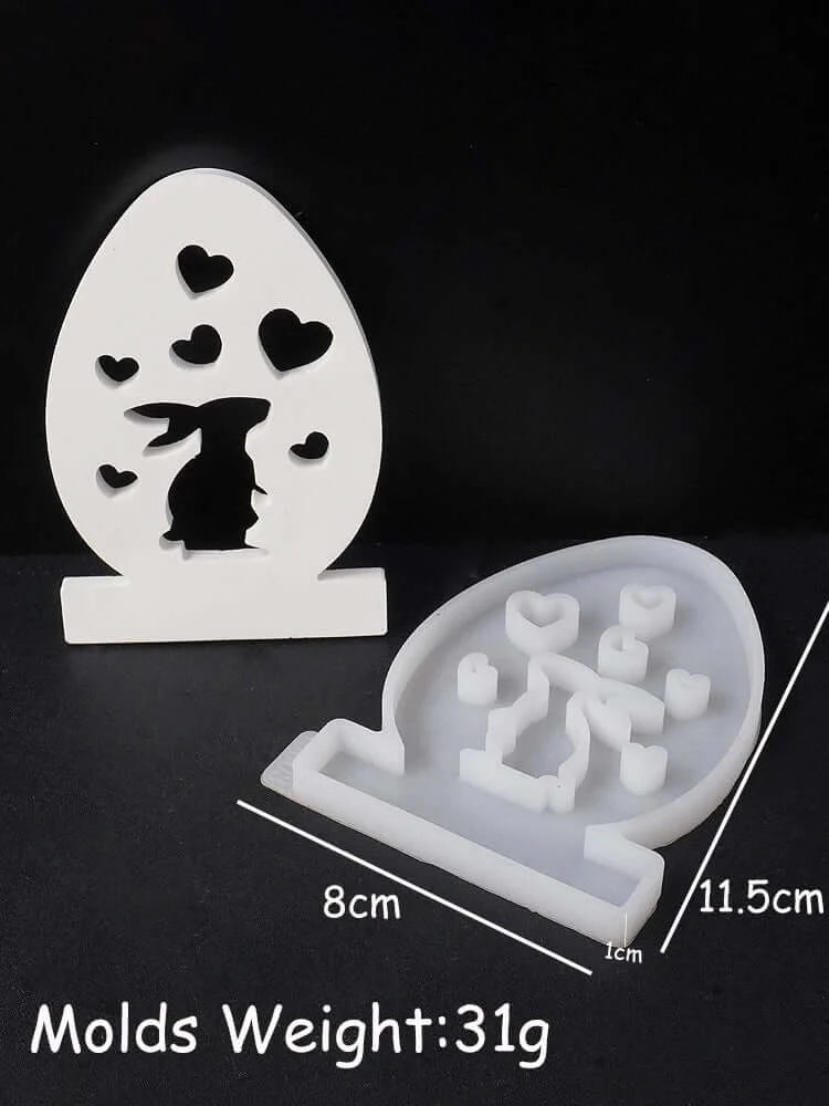 Heart Rabbit Candle Holder Silicone Mold Egg Shape Love Bunny Candlestick Molds DIY Plaster Concrete Resin Making Home Decor