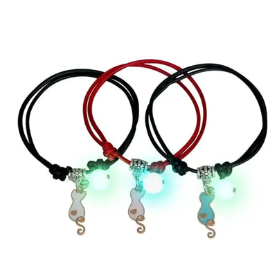 3 Pcs Couple Bracelets Love Star Moon Cat Luminous Bangles for Friendship E0BE