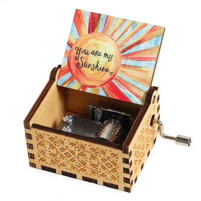 You Are My Sunshine Music Box, Color Printing Wooden Hand Crank Musical Box, Birthday Gift for Girlfriend, Children's Day Gift