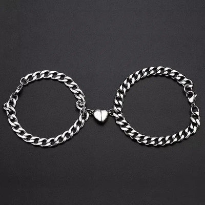 2pcs Simple Love Couple Bracelet, Heartbeat Bracelet Gift, Love Design, Magnet Bracelet, Magnet Couple Bracelet