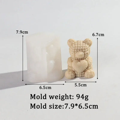 3D Weaving Striped Heart Bear Candle Silicone Mold DIY Handmade Bear Shape Aroma Candle Gypsum Mould Valentine's Day Decor Gifts