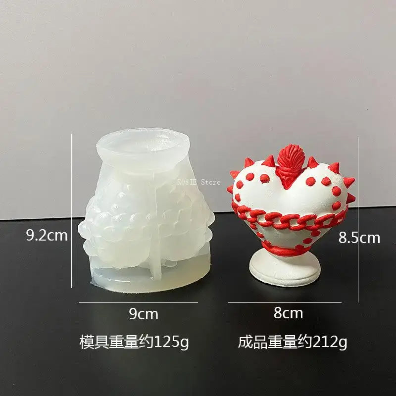 Valentine's Day 3D Love Candle Mold Diy Aromatherapy Gypsum Silicone Mold Heart Shaped Valentine's Day Decorative Crafts