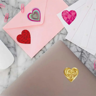 500pcs/roll Sparkling Glitter Heart Stickers - 1 Inch Adorable Designs for Love Labels, Heartfelt Decorations on Envelopes, Gift