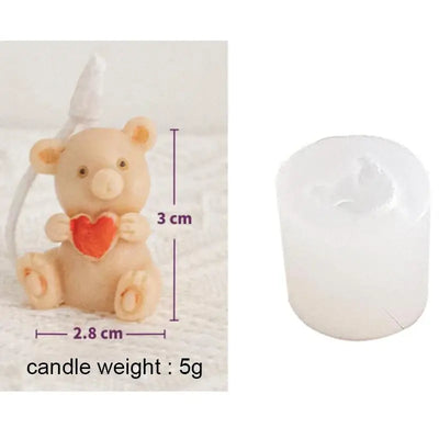 3D Teddy Silicone Candle Mold, Bow Tie, Heart, Mini Bear, Food Grade, Chocolate, Mousse, Cake Decor, Biscuit, Resin Soap Mould