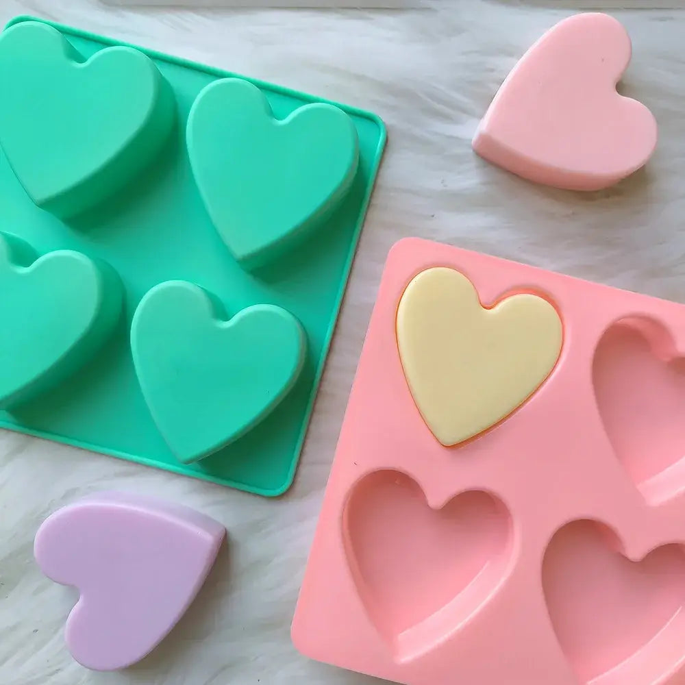 DIY 4 Holes Heart Shape Silicone Soap Molds For Handmake Baking Cooking Tools Molde Chocolate Kitchen Accessories