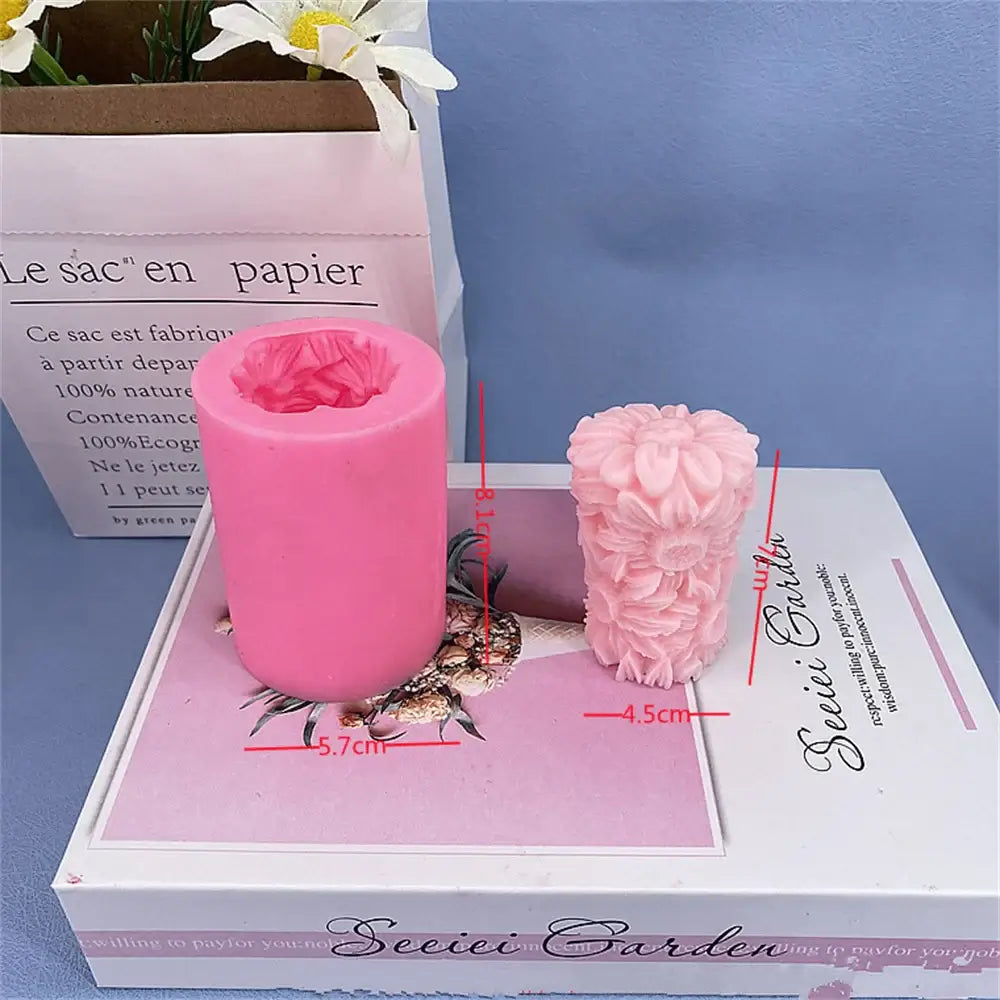 3D Butterfly Heart Rose Carving Cylinder Candle Mold DIY Handmade Flower Relief Craft Plaster Resin Mould Soap Making Tools