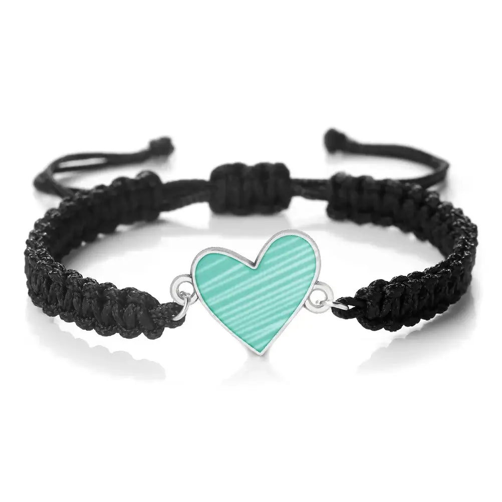 Mint Green/Military Green/White Heart Shaped Pendant Bracelet Adjustable Braided Bangles Summer Love Limited Jewelry for Couples