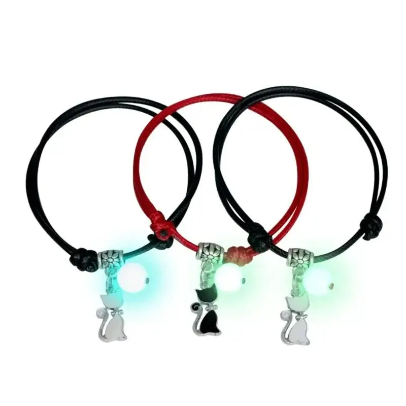 3 Pcs Couple Bracelets Love Star Moon Cat Luminous Bangles for Friendship E0BE