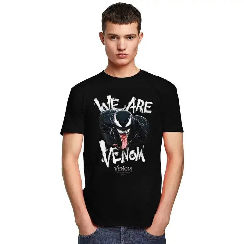 Venom We Are Hungry Tshirts for Men Short Sleeved Print T Shirt Stylish T-shirts Slim Fit Cotton Tee Clothes