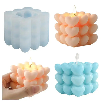 6-Cavity Large Bubble Silicone Candle Mold DIY Heart-Shaped Aromatherapy Soap Mold Mousse Cake Baking Tool Home Decoration Gift