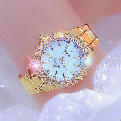 Ladies Wrist Watches Dress Gold Watch Women Crystal Diamond Watches Stainless Steel Silver Clock Women Montre Femme