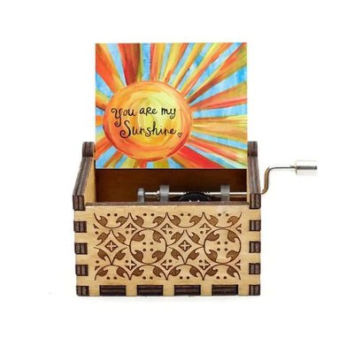 You Are My Sunshine Music Box, Color Printing Wooden Hand Crank Musical Box, Birthday Gift for Girlfriend, Children's Day Gift