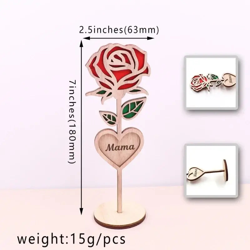 Artistic Wood Florals Decorations Lasers Cut Rose Shaped Ornament Lovely Flowers Figurine Special Mom Present Jewelry