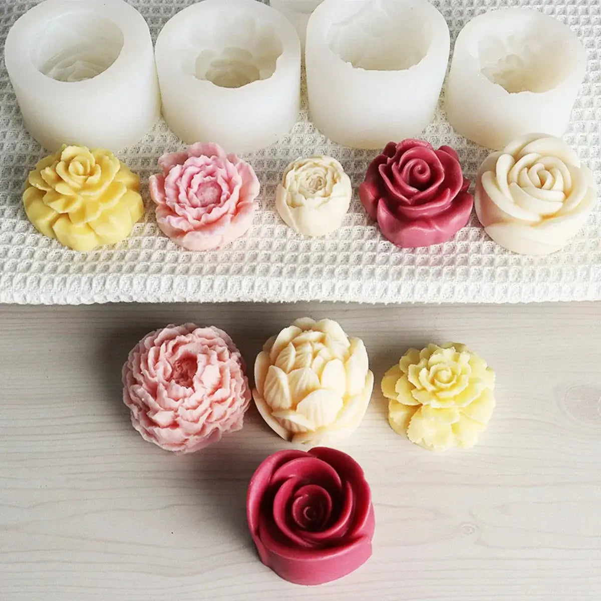 Lotus Flower Silicone Candle Mold Sunflower Peony Multi Style Soap Resin Crystal Mould Heart Rose Chocolate Ice Making Set Gifts