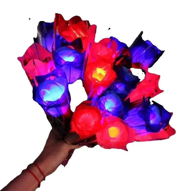 LED Light Up Rose Flower Glowing Valentines Day Wedding Decoration Fake Flowers Party Supplies Decorations Simulation Rose