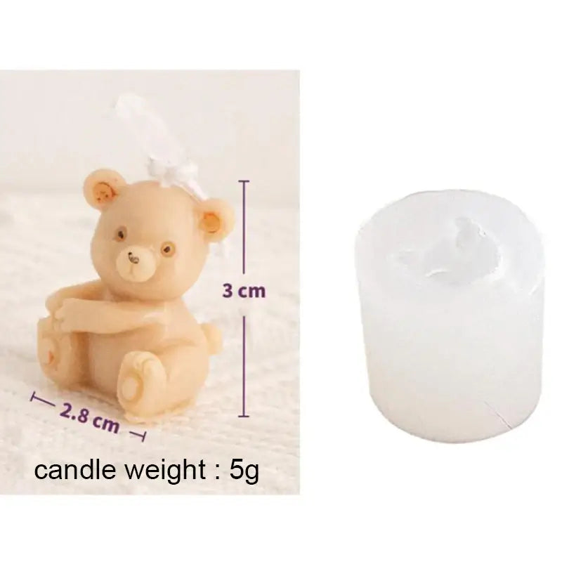 3D Teddy Silicone Candle Mold, Bow Tie, Heart, Mini Bear, Food Grade, Chocolate, Mousse, Cake Decor, Biscuit, Resin Soap Mould