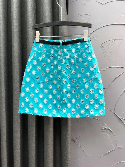 Fashion Ripped Casual Denim Skirt for Women 2024 Summer New Street Versatile Slimming A- Line Sheath Skirt Female Mini Skirt