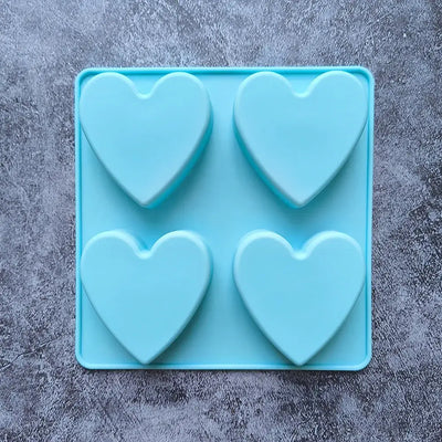 DIY 4 Holes Heart Shape Silicone Soap Molds For Handmake Baking Cooking Tools Molde Chocolate Kitchen Accessories