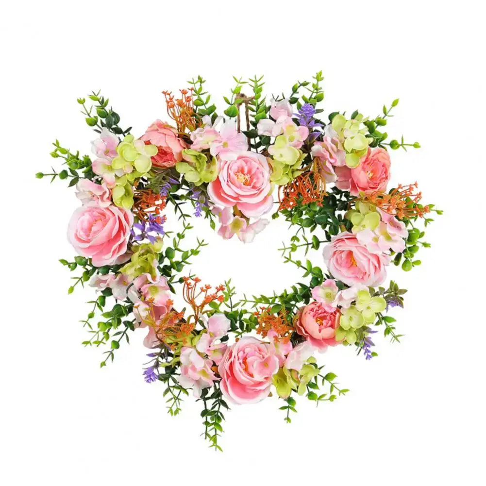 Valentines Wreath For Front Door Heart Shape Artificial Rose Flower Garland Silk Fake Peony Wedding Wall Hanging Decoration