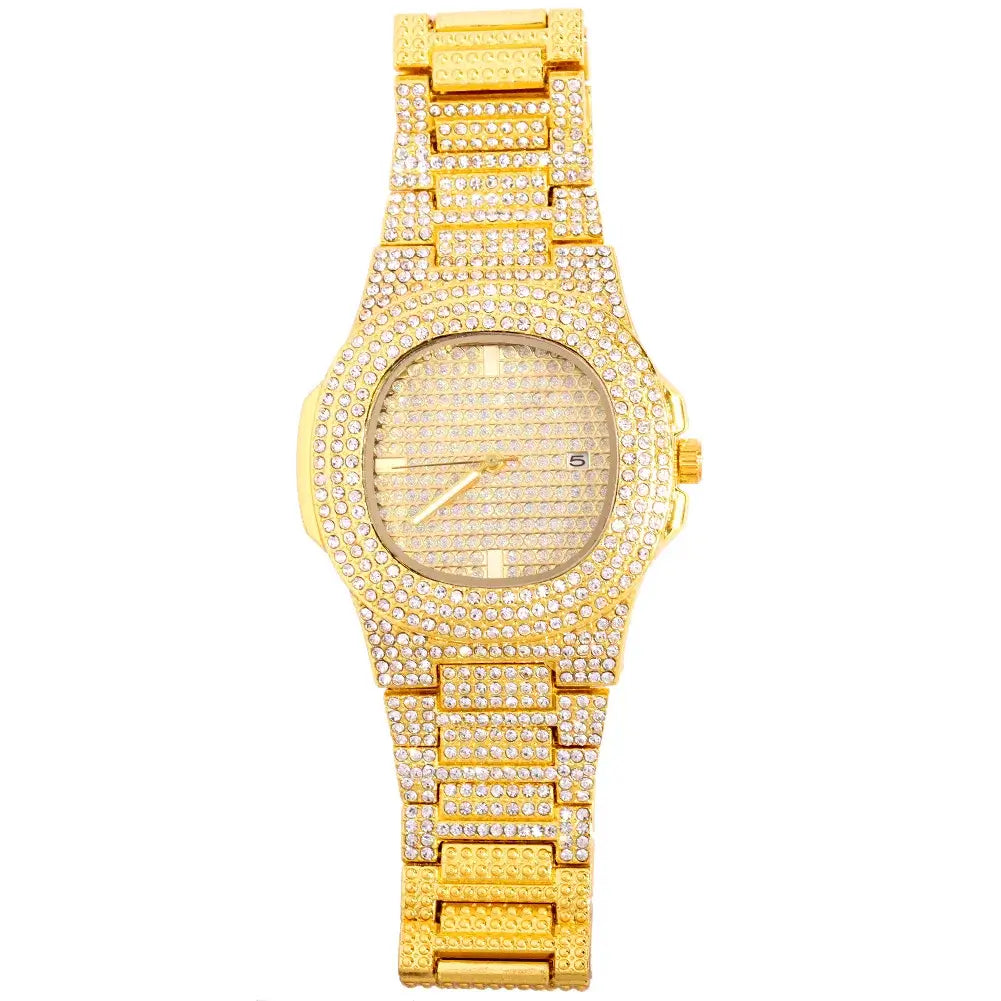 2022 New Iced Out Women Watch Gold Silver Color Square Diamondd Quartz Luxury Hip Hop Wrist Watches Roman Clock Relogio Feminino