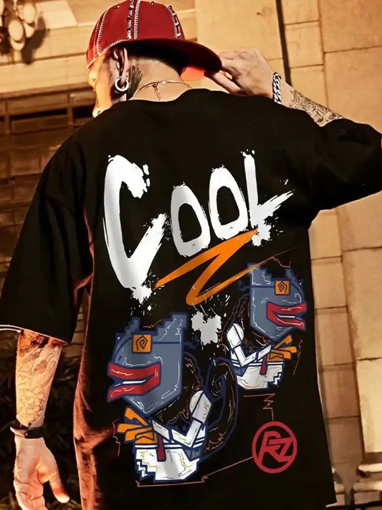 Summer Men's T-shirts 2025 Cool Funny Graphic Print T Shirt Letter Retro Cool Design Streetwear Short Sleeve Tee Top Y2K Clothes