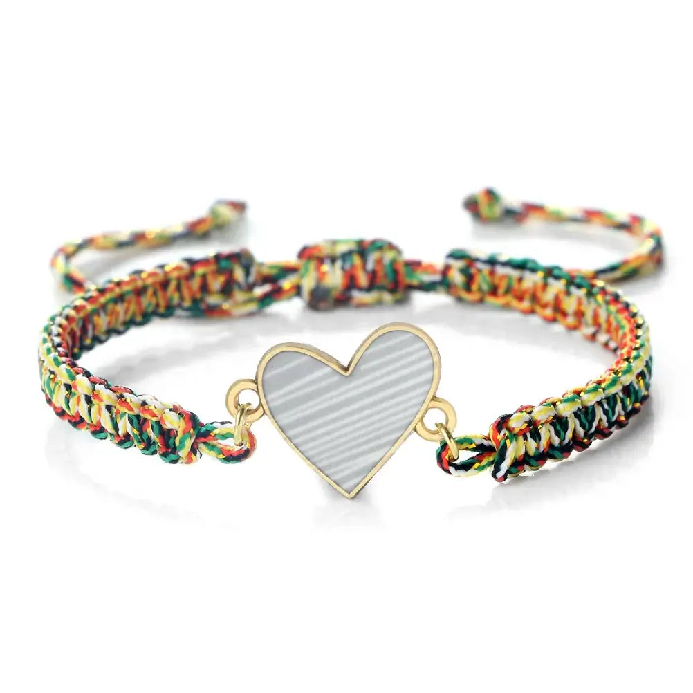 Mint Green/Military Green/White Heart Shaped Pendant Bracelet Adjustable Braided Bangles Summer Love Limited Jewelry for Couples