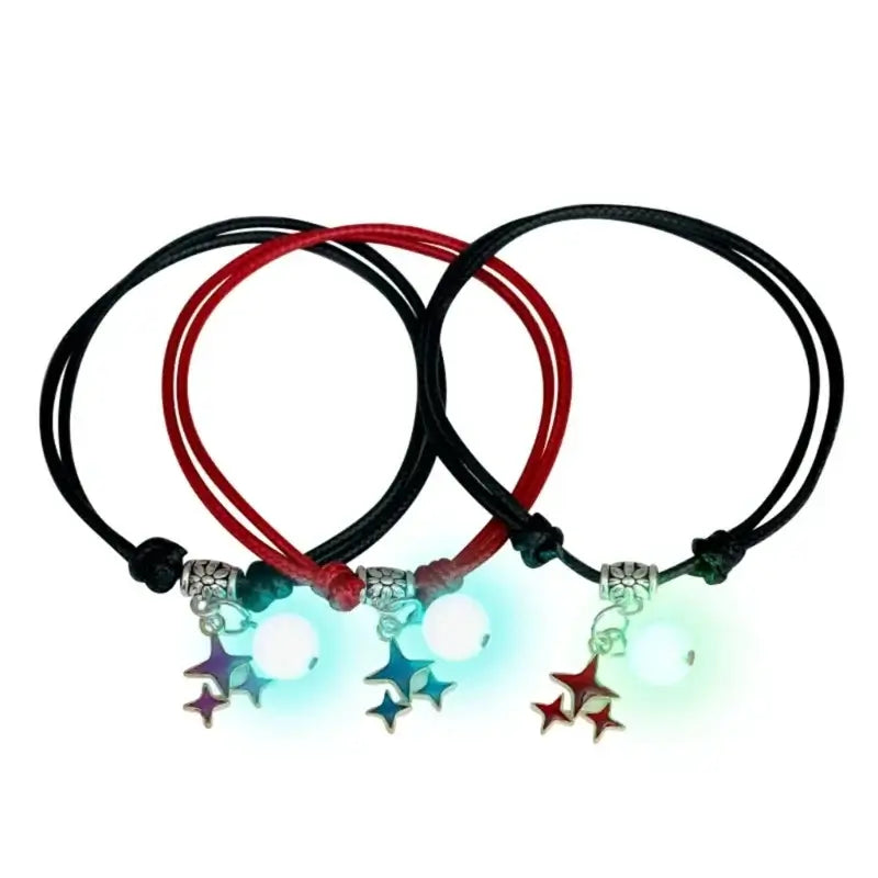 3 Pcs Couple Bracelets Love Star Moon Cat Luminous Bangles for Friendship E0BE