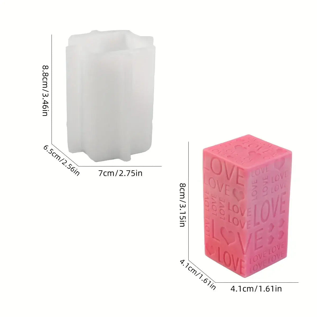 Valentine's Day Love Aromatherapy Candle Silicone Mold, New Relief Columnar Resin Plaster Decoration Handmade Gift Making Mold