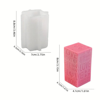 Valentine's Day Love Aromatherapy Candle Silicone Mold, New Relief Columnar Resin Plaster Decoration Handmade Gift Making Mold