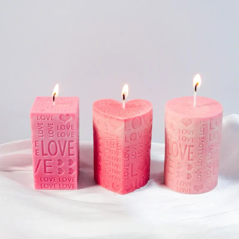 Valentine's Day Love Aromatherapy Candle Silicone Mold, New Relief Columnar Resin Plaster Decoration Handmade Gift Making Mold