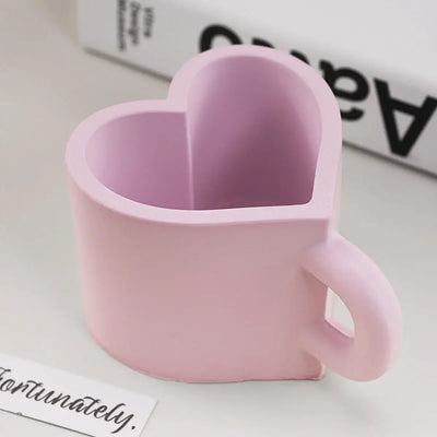 DIY Love Heart Mug Silicone Mold Aromatic Candle Jar Handle Teacup Gypsum Resin Mould Handmade Home Decor Valentine's Day Gifts