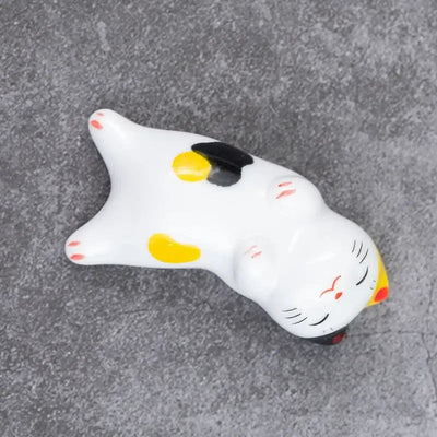 Ceramic Cute Cat Chopstick Holder Tableware Underglaze Restaurant Simple Oval Spoon Bracket Utensil for Kitchen Decoration Home