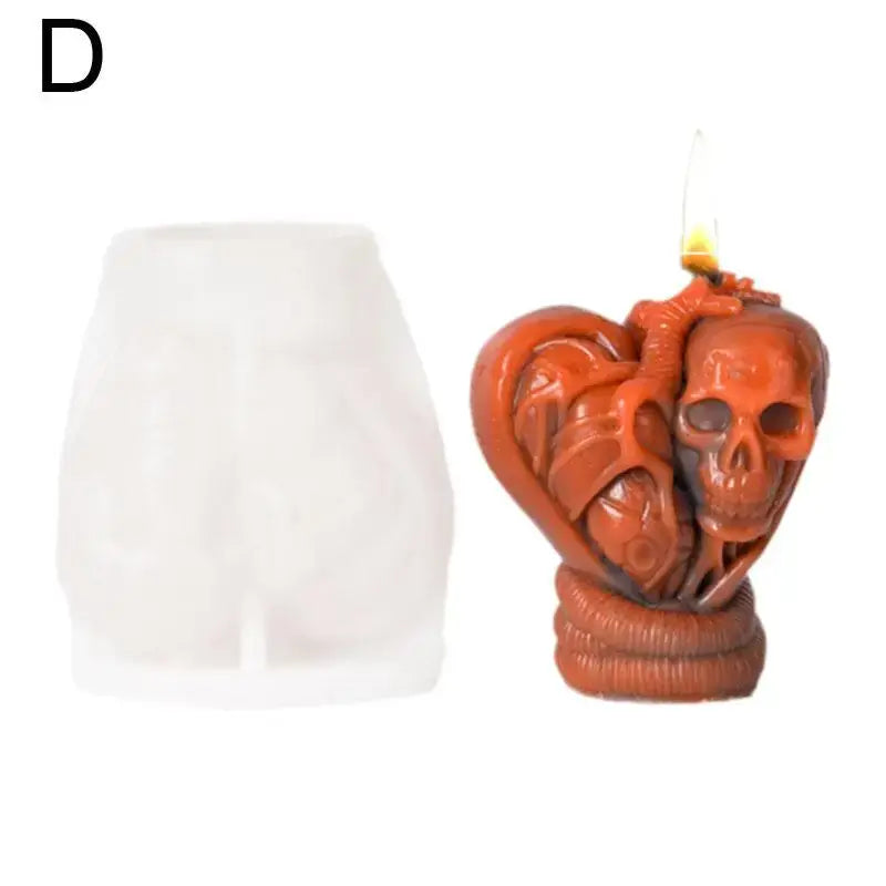 Mechanical Heart Scented Candle Silicone Mold Diy Cement Decor Resin Skull Molds Halloween Plaster Home Ornament Handmade M F1a6