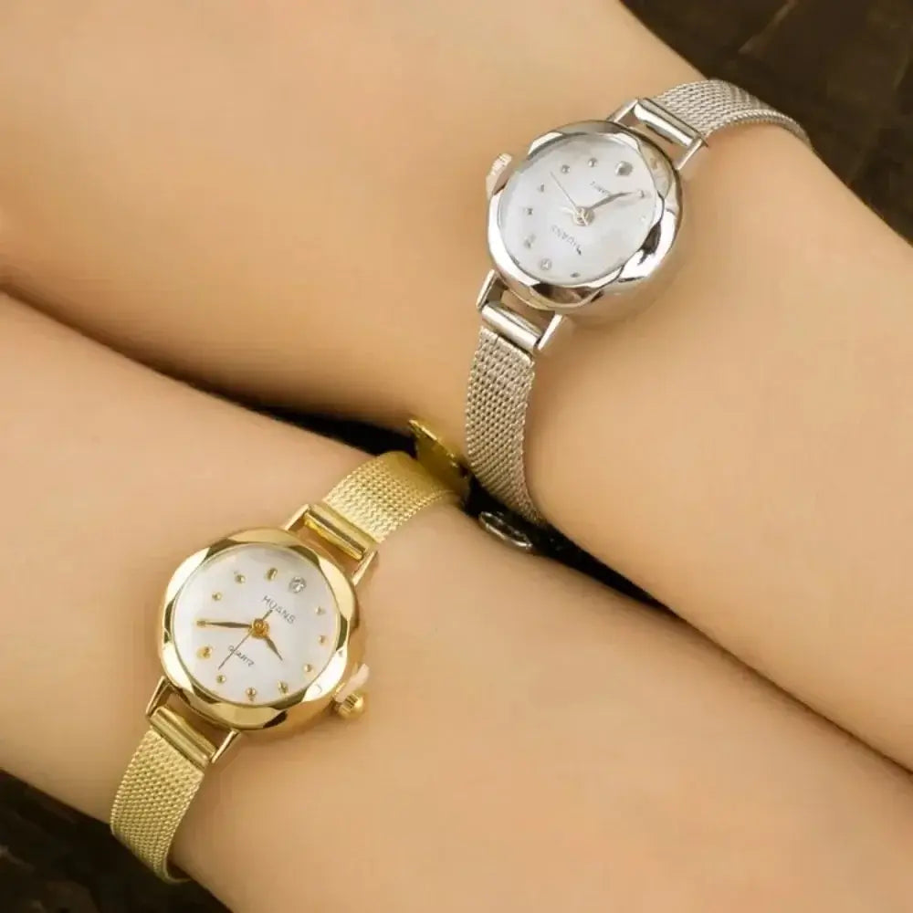 Women Ladies Stainless Steel Mesh Band Wrist Watch Trend Female Watch Stainless Steel Case Classic Silver Simple Reloj Mujer