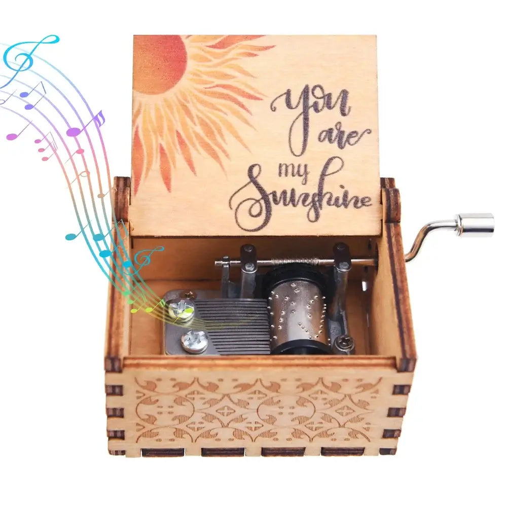 You Are My Sunshine Music Box, Color Printing Wooden Hand Crank Musical Box, Birthday Gift for Girlfriend, Children's Day Gift