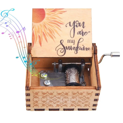 You Are My Sunshine Music Box, Color Printing Wooden Hand Crank Musical Box, Birthday Gift for Girlfriend, Children's Day Gift