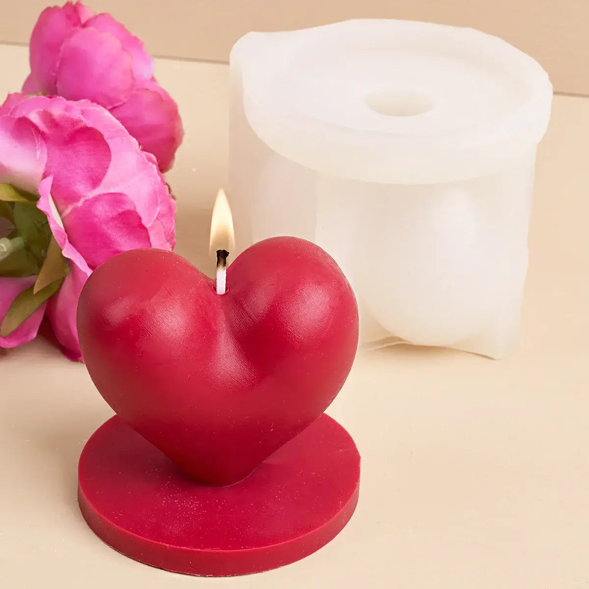 Love Candle Silicone Mold DIY Handmade Heart Shape Scented Candle Soap Resin Mold Valentine's Day Craft Gift Home Decor Supplies