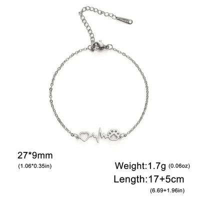 Skyrim ECG Love Cat Claw Pendant Stainless Steel Bracelet Women's Fashion Romantic Cute Valentine's Day Gift Jewelry Gifts