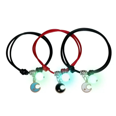 3 Pcs Couple Bracelets Love Star Moon Cat Luminous Bangles for Friendship E0BE