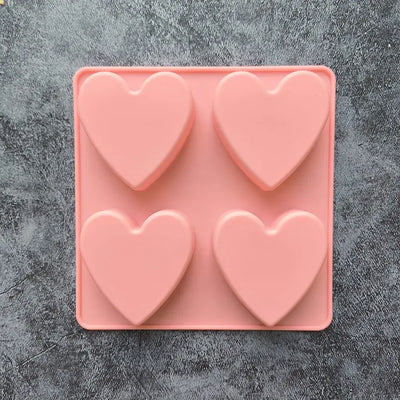 DIY 4 Holes Heart Shape Silicone Soap Molds For Handmake Baking Cooking Tools Molde Chocolate Kitchen Accessories