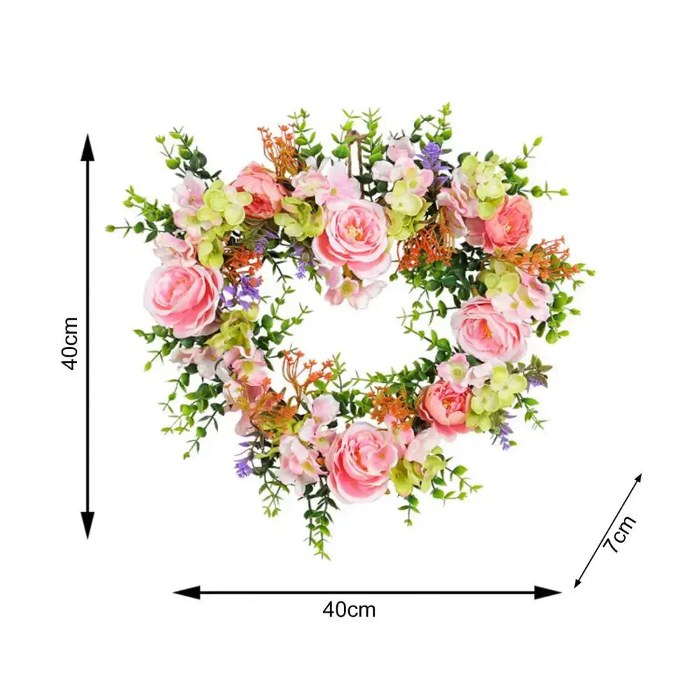 Valentines Wreath For Front Door Heart Shape Artificial Rose Flower Garland Silk Fake Peony Wedding Wall Hanging Decoration